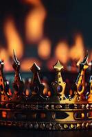 a crown is on fire in the dark photo