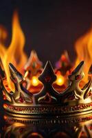 a crown is on fire in the dark photo