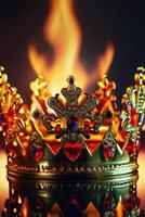 a crown is on fire in the dark photo