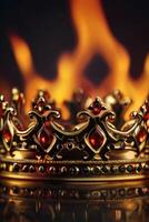 a crown is on fire in the dark photo