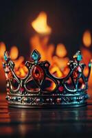 a crown is on fire in the dark photo