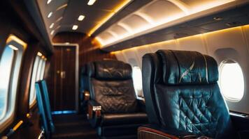the interior of a private jet photo