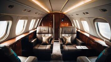 the interior of a private jet photo