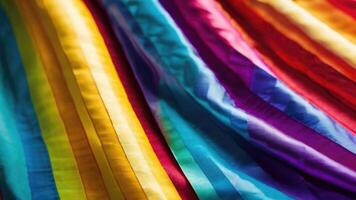 a close up of a rainbow colored fabric photo