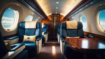 the interior of a private jet photo