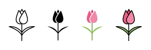 Tulip icon set vector