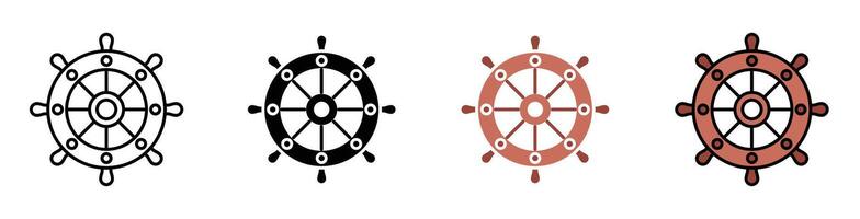 Ship wheel icon set vector