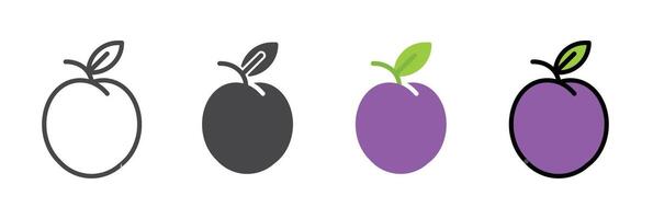 Plum icon set vector