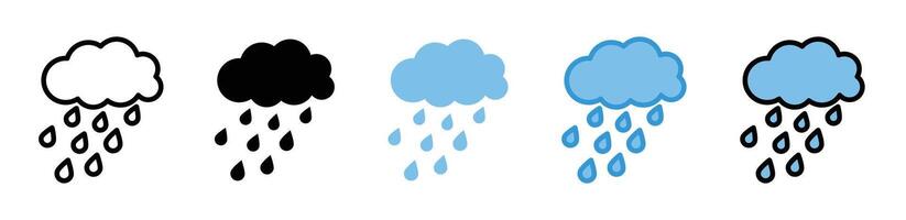 Rainy icon set vector