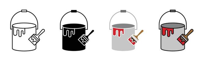 Paint bucket and paint brush icon vector