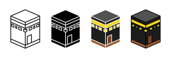 Kaaba icon set vector