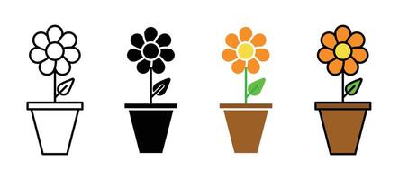 Flowerpot icon set vector