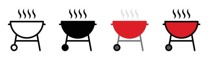 Grill icon set vector