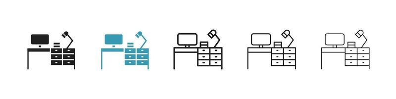 Workplace icon set vector