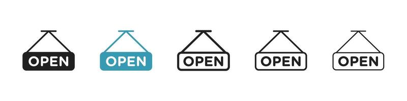 Open sign set vector