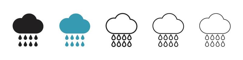 Rainy icon set vector