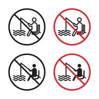 No fishing sign set vector