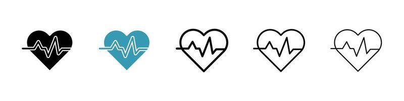 Heartbeat icon set vector