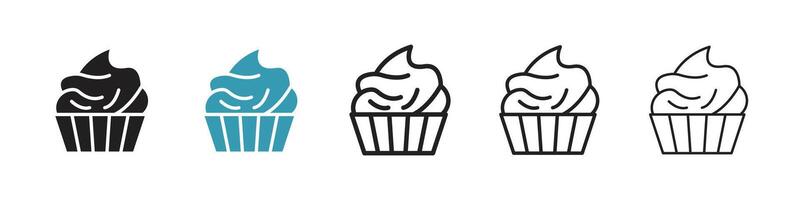 Cupcake icon set vector