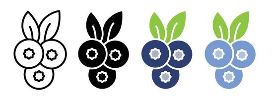 Blueberry icon set vector