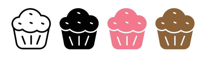 Cupcake icon set vector