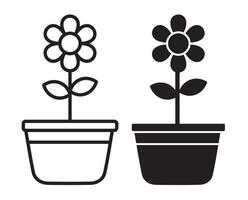 Flowerpot icon set vector