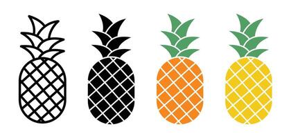 Pineapple icon set vector