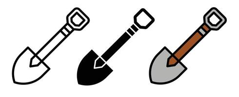 Shovel icon set vector