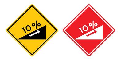 Steep slope ahead sign set vector