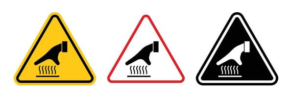 Caution hot surface sign set vector