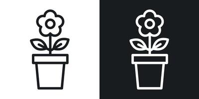 Flowerpot icon set vector