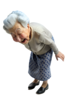 generato da AI, illustrazione stile 3d rendere di vecchio donna è tremante il suo testa isolato su trasparente sfondo png