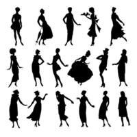 Silhouettes of people, girls. Business set elements white background for landscape design. isolated. Icons for city maps, games vector