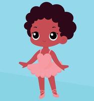 Cute ballerina adorable illustration, black ballerina with pink toned clothes vector