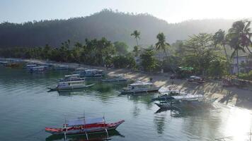 visvangst boten in de buurt de kust in Azië video