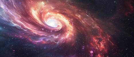 A whirlpool of bright red and purple gases in space. photo