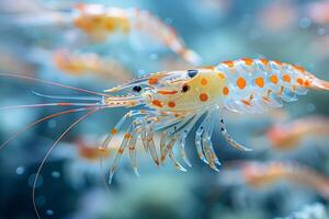 Underwater Elegance A Stunning Shrimp Surrounded by a Sea of Tranquil Greenery photo