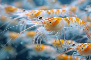 el Arte de marina vida un pintoresco camarón complementando submarino flora foto