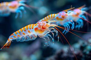 Nature's Palette Displayed in a Single Shrimp Amongst Freshwater Plant Life photo