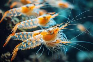 en el tranquilo aguas un camarón muestra el riqueza de marina biodiversidad foto