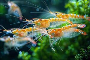 Marine Beauty Close-Up The Vivid Colors of a Tropical Freshwater Shrimp photo