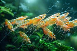 The Art of Nature Illustrated by a Colorful Freshwater Shrimp Amongst Plants photo