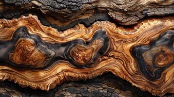 Black walnut wood texture from two boards oil finished photo