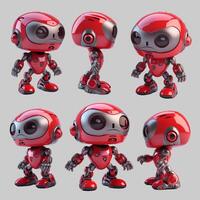 Adorable Red Robot 3D Model - Various Angles Showcase photo