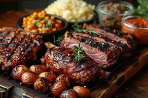 Charred Charm on the Grill Skewers Adorned with Aromatic Herbs Tempt the Senses photo