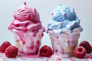 Taste the freshness, savor the chill, strawberry, raspberry and ice cream, a perfect thrill photo