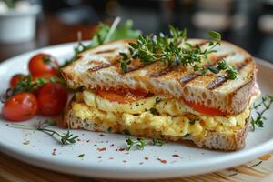 huevo panini con un perejil beso, para el amor de desayuno, café menú foto