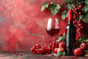 The Vibrant Hue of Red Wine, Echoing the Warmth of Intimate Gatherings and Celebrations photo