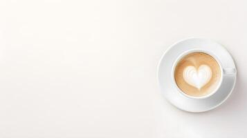Cup and saucer with cappuccino drink on light background. photo