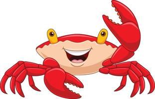 Cartoon happy crab on white background vector